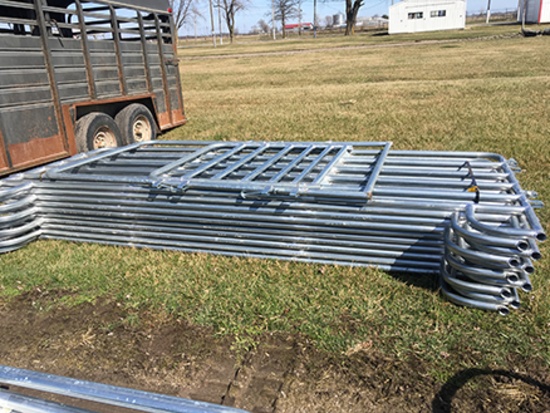 (10) New 6 Bar 12ft Corral Panels & (1) 4ft Gate, Makes 40ft Pen (11x$)