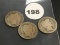 Lot of 3 1909, 1909-D, 1909-O Liberty Dimes