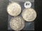 3x$ 1889,1891-S, 1897 Morgan Dollars