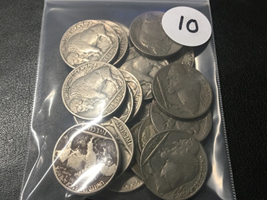 Lot of (19) Full Date Buffalo Nickels