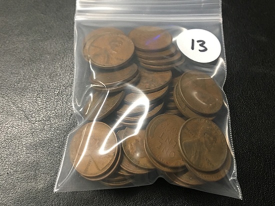 Bag of Assorted (53) Wheat Cents