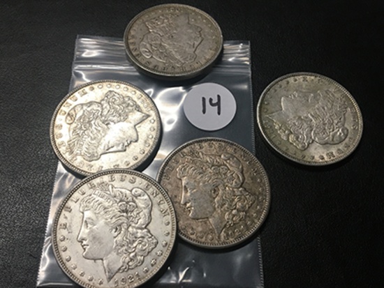 5x$ 1921,1921-S, 1921-D Morgan Dollars