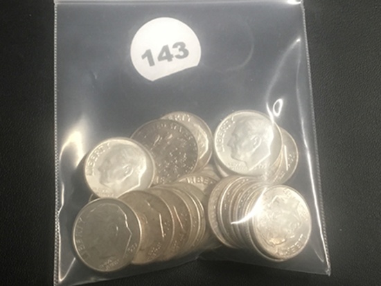 Lot of 28 Silver Roosevelt Dimes, Better Grade