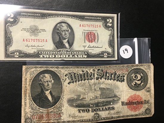 1917 $2 Jefferson Note & 1951 Unc. $2 Red Cert.