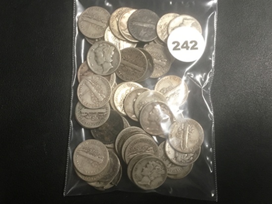 Lot of 50 Mixed Date Mercury Dimes