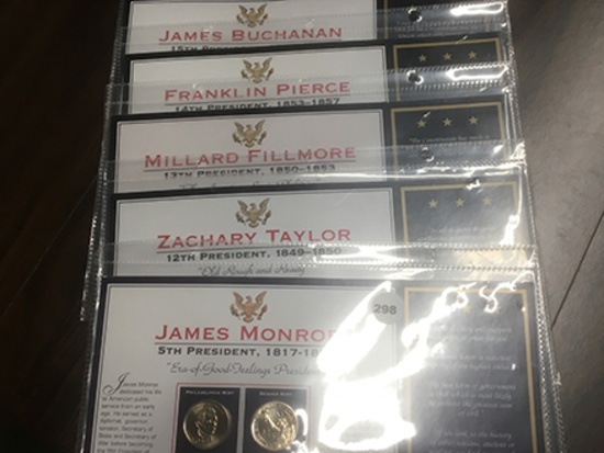 5 Plates Presidential P & D $1 coins 2 each