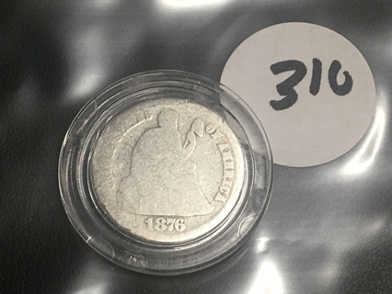 1876 CC Seated Liberty Dime