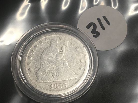 1876 CC Seated Liberty Quarter