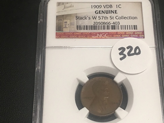 1909 VDB Lincoln Cent, NGC Genuine