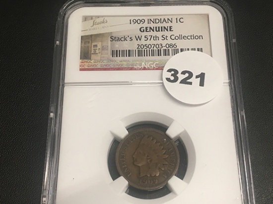 1909 Indian Head Cent, NHC Genuine