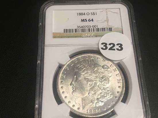 1884-O Morgan Silver Dollar, NGC MS64