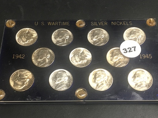 Complete 11 War Nickels set Uncirculated