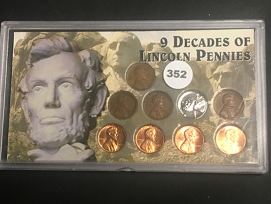 9 Decades of Lincoln Pennies