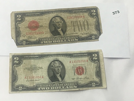 Lot of (2) Red Seal $2 Bills