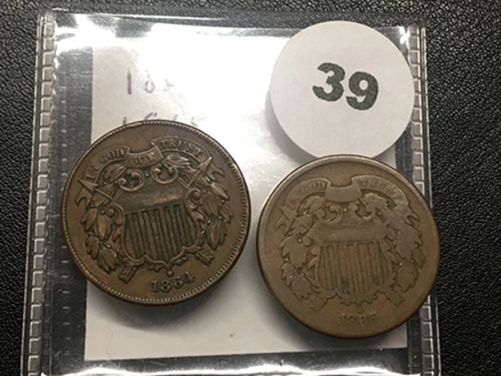 1864 & 1865 2 cent Pieces