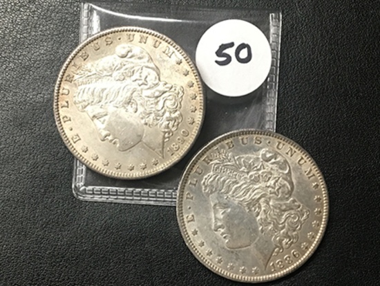 2x$ 1886, 1890-S Morgan Dollars