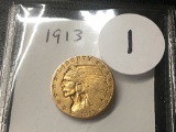 1913 $2 1/2 Indian Gold