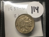 1937-D 3 Legged Buffalo Nickel
