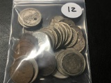 Bag of Misc. Coins (10) Silver Dimes, 2 V-Nickels, Silver China Dollar, and other coins