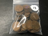 Bag of Assorted (53) Wheat Cents