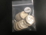 Lot of 17 Mixed date Washington Silver Quarters