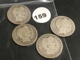 Lot of (4) 1900-S, 1908-O, 1909-S, 1909-S Barber Quarter