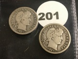 Lot of (2) 1914-S Barber Dimes