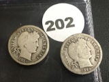 Lot of 2 1914-D Barber Dimes