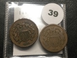 1864 & 1865 2 cent Pieces