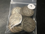 14x$ Walking Liberty Half Dollars