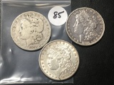 3x$ 1878, 1890, 1891-S Morgan Dollars