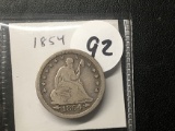 1854 Seated Quarter