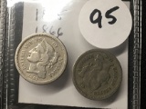 1865 & 1866 3 Cent Piece