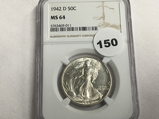 1942-D Walking Liberty Half NGC MS 64
