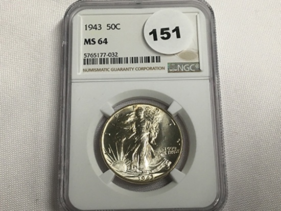1943 Walking Liberty Half NGC MS 64