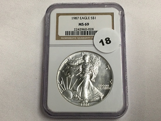 NGC Graded MS 69 1987 American Silver Eagle
