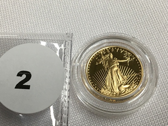 1991 1/10 oz $5 Gold Eagle Proof, Capsule (Roman Numeral)