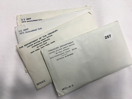 4 P&D Mint Sets 1971, 72, 73 & 74