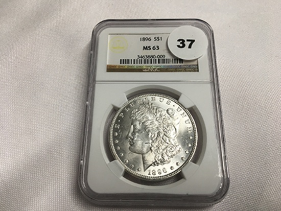 NGC Graded MS63 1896 Morgan Dollar