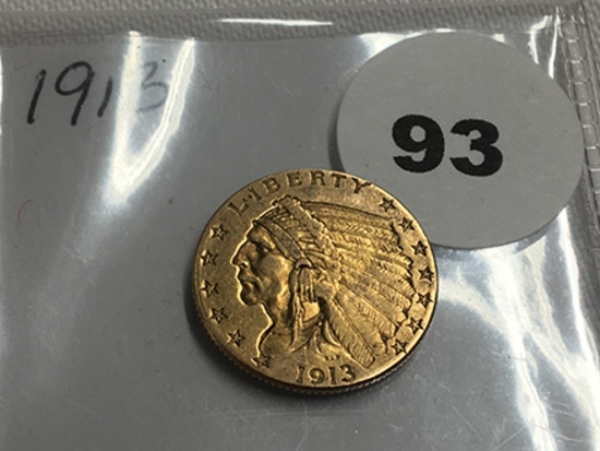 1913 $2 1/2 Gold Indian