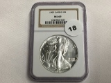NGC Graded MS 69 1987 American Silver Eagle