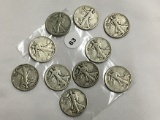 Lot of 10 Walking Liberty Half Dollars