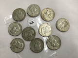 Lot of 10 Franklin Half Dollars