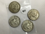 Lot of 4 Franklin Half Dollars