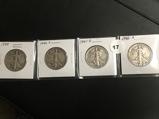 4 Walking Liberty half $ 1939, 40, 41 & 1942