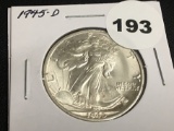 1945-D Walking Liberty half dollar Unc