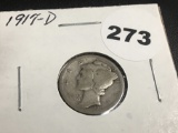 1917-D Mercury dime