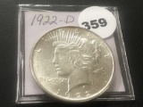 1922-D Peace dollar