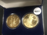 2pc Copies 1933 $20 Gold 24kt/clad