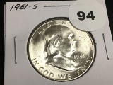 1951-S Franklin half dollar GEM